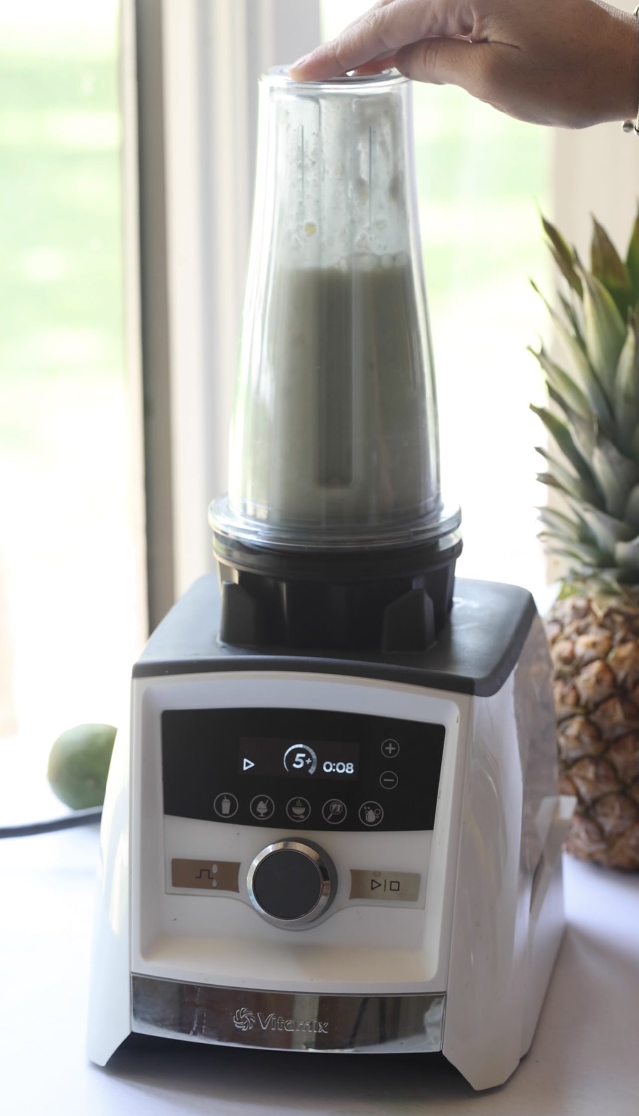 Blending a mojito in a Vitamix. 