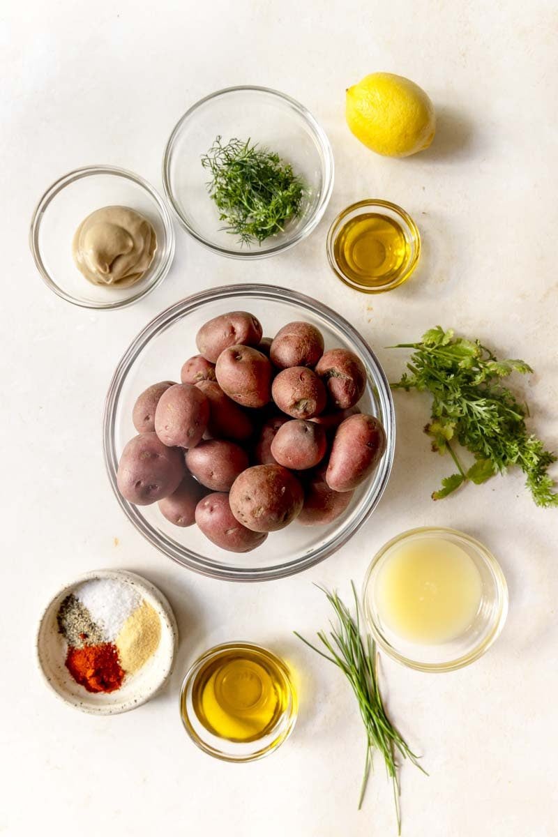 Ingredients for air fried red potatoes. 
